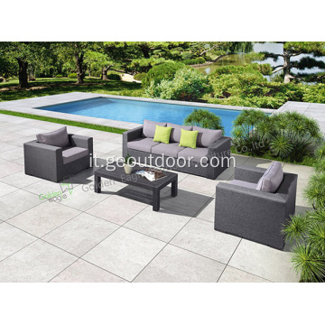 Set da giardino moderno in vimini rattan